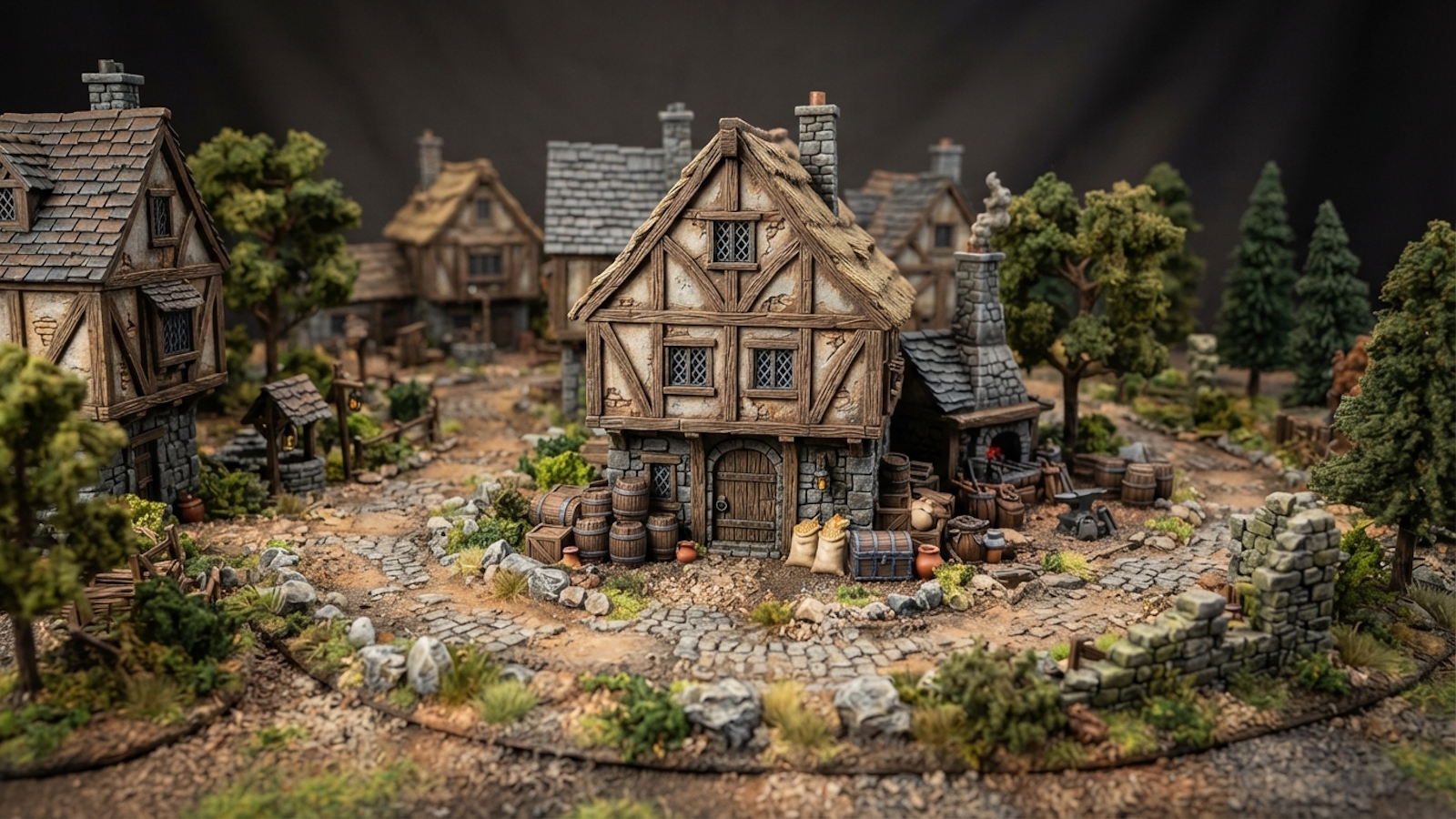 How to Combine Buildings and Scatter Terrain in Miniature Scenes