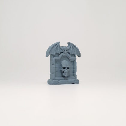 Bat-Winged Crest Skull Headstone