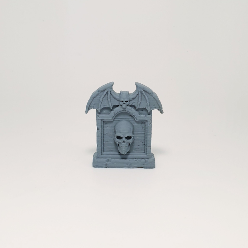 Bat-Winged Crest Skull Headstone - Image 6
