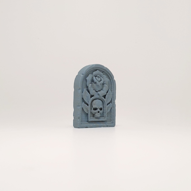 Blooming Rose & Skull Headstone