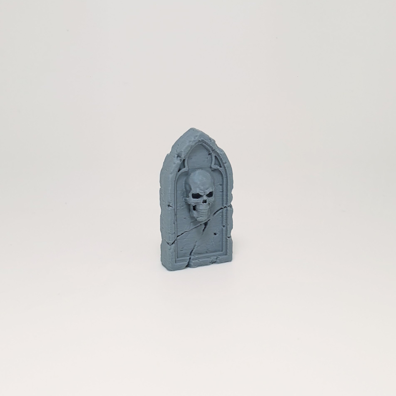 Cracked Gothic Arch Skull Headstone