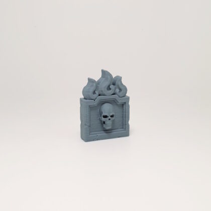 Flaming Crest Skull Headstone