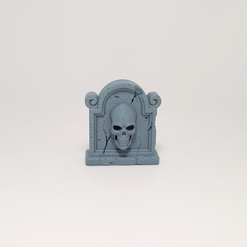 Scroll-Flanked Skull Headstone - Image 3