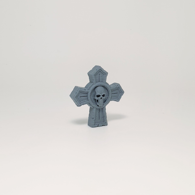 Skull-Embossed Cross Headstone