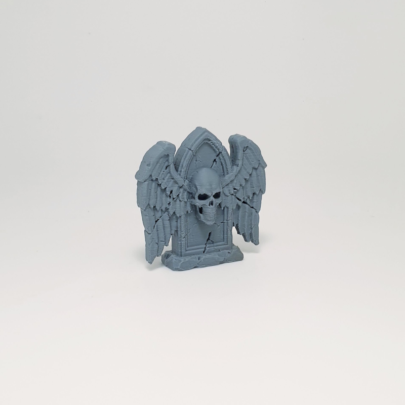 Winged Skull Arched Headstone